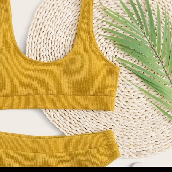 LOV Boutique. Brazilian Gold Ribbed Bikini Set - Picture 6 of 10